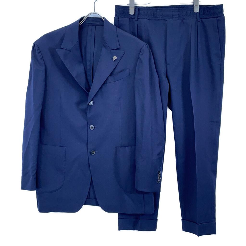 Gabriele Pasini [Excellent Condition/Domestically Authorized] JG16728Q Marzotto Incase Wool 3B Single Breasted Lapel suit setup 48 NavyUsed