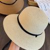 Wide Brim Women's Straw Hat Foldable Visor Cap Vintage Straw Bucket Hat  Vacation