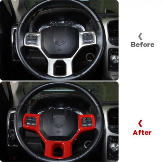 1x Steering Wheel Panel Cover Trim Accessories For Dodge Ram 1500 2010-2017 Red