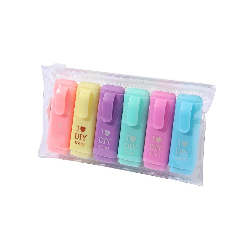6-Color Mini Pill Highlighter & Marker Set