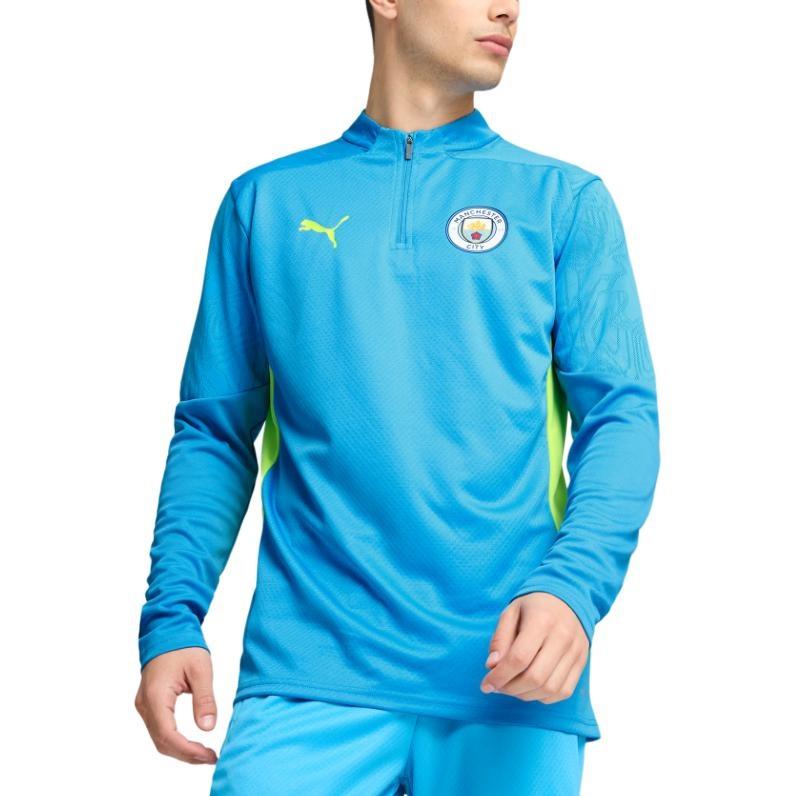 Puma Manchester City Quarter Zip Soccer Jersey Men's Blue Yellow 777529-11