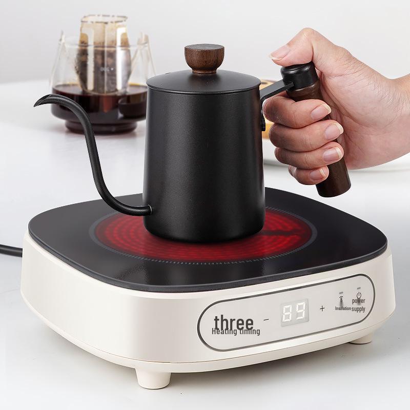 Caffettiera pour-over in acciaio inossidabile 304 con manico in legno e beccuccio lungo e sottile - Regalo per la preparazione del caffè filtro domestico/commerciale