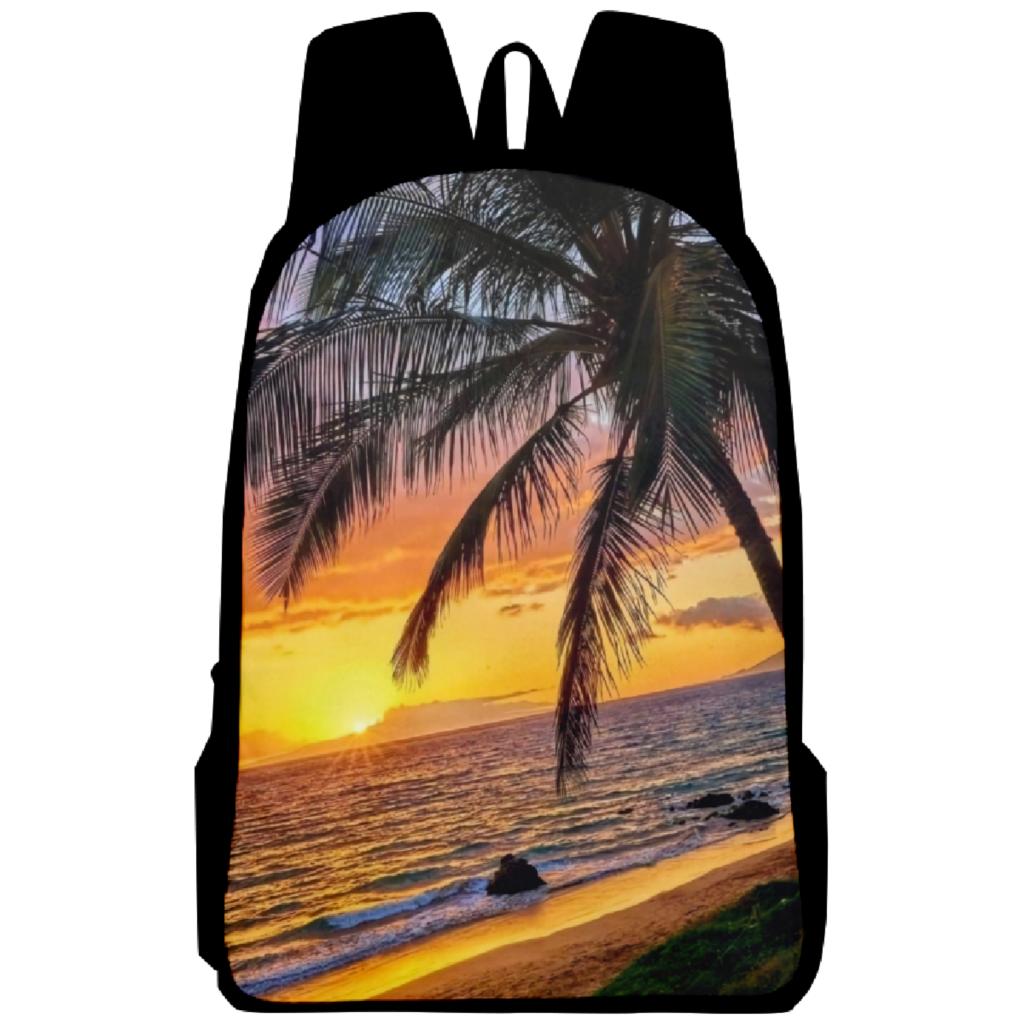 Classic Popular Coconut Tree Notebook Backpacks Pupil School Bags 3D Print Oxford Waterproof Boys/Girls Laptop Backpacks