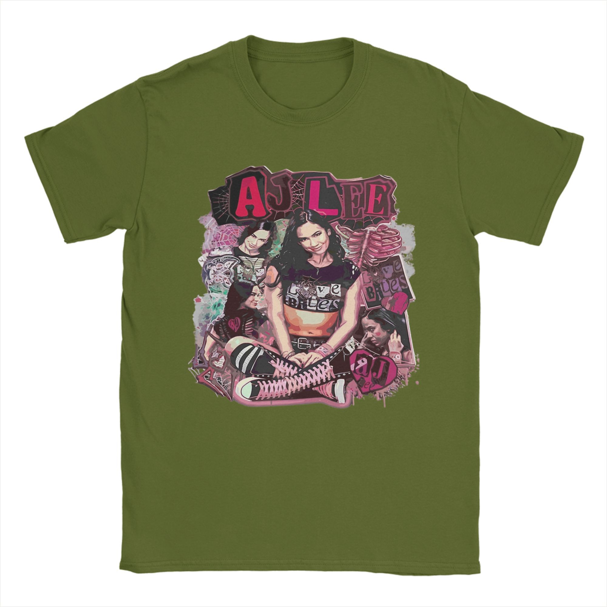 

Винтажные футболки рестлера Эй Джей Ли для мужчин из чистого хлопка, потрясающая футболка с круглым вырезом, футболка с коротким рукавом, одежда больших размеров 4XL