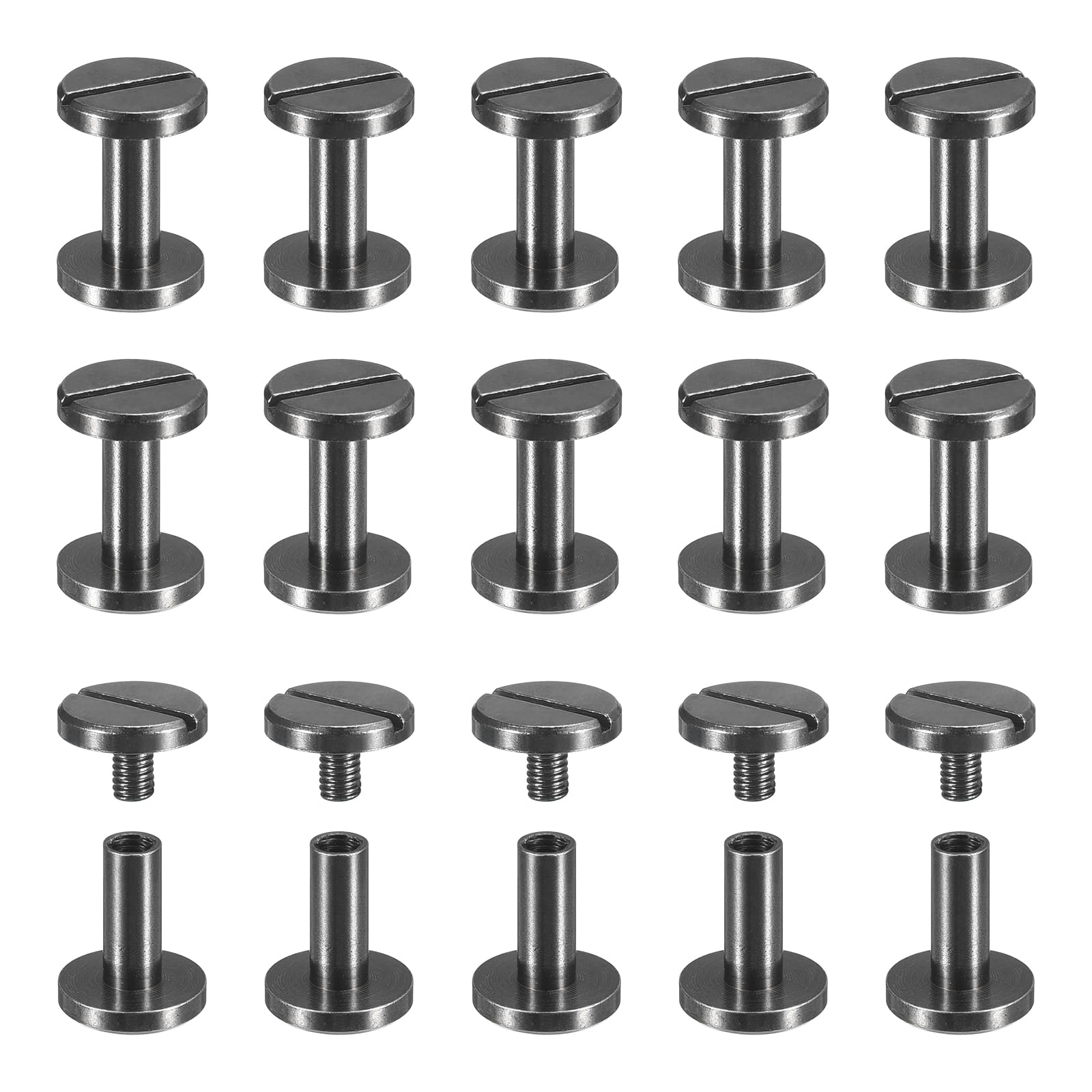 

uxcell Chicago Screw Leathercraft Crimping Fasteners for DIY Leather and Black Double-Sided Rivets, 30-Pack, 10x4x10mm, Rivets, Brass, Hardware,