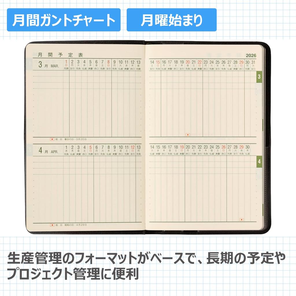 NOLTY 2026 Weekly Compact 1111 December Planner, Black, (Starts 2025)