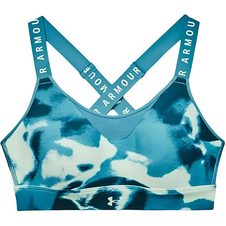 Under Armour Infinity High-Intensity Athletic Running Printed Sports Bra Women Underwear Blue 1369026-335