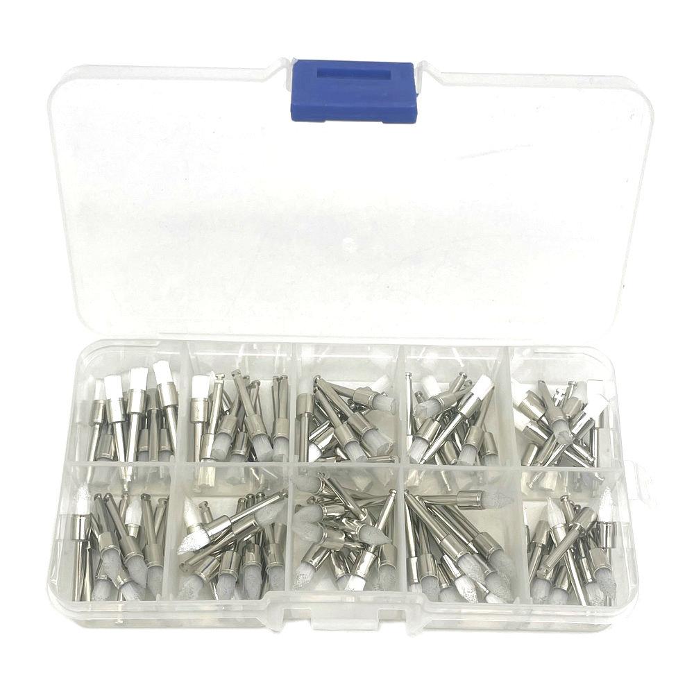 100pcs Dental Prophy Brushes Polishing Polisher Rubber Cup Disposable Latch Type Colorful Buff Nylon Bristles Brush