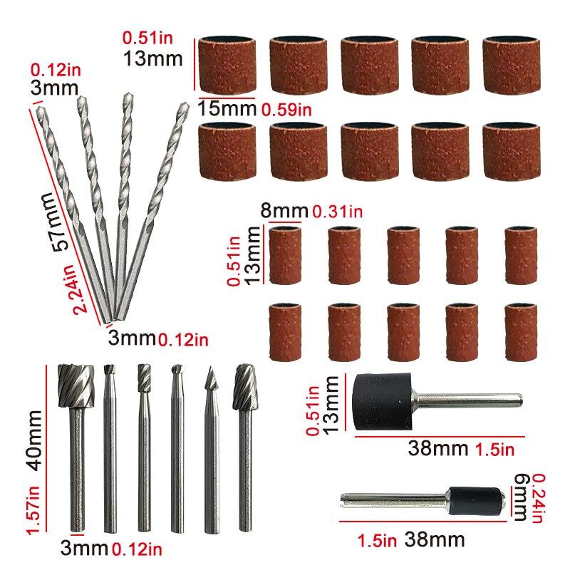 11pc Electric Grinding Horn Cover Locator Tool Set 29pc Rotary File Twist Drill Drilling Electric Grinding Ring Accessory Tool