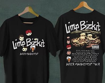 Unisex Shirt Cotton Oversize Large Size New A Very Rare Limp Bizkit Anger Management Tour T-Shirt Cotton 2Sides