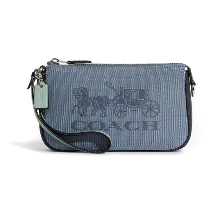 

Coach Nolita 19 Color Block Carriage Pattern Fabric And Leather Mahjong Bag Women Handbags Blue C8327-SVTUZ Basic Set (Bag+Dust Bag)