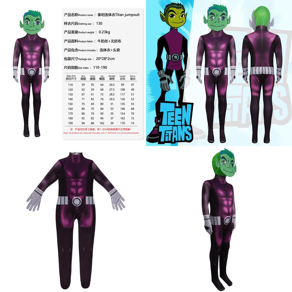 Halloween Teen Titans Anime Personages Cosplay Jumpsuit Voor Kinderen En Tieners