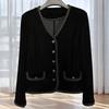 Spring Autumn Women's Velvet Cardigan Slim Fit V-Neck Cardigan Jacket Casual Cardigan Top