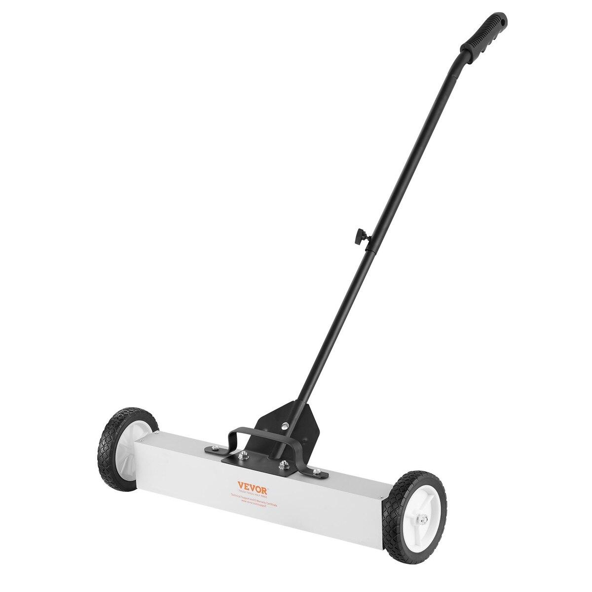 50librový magnetický smeták na kolečkách, magnetický sběrač typu tlačný, 24palcový velký magnetický sběrač, smeták na trávník s teleskopickou rukojetí, snadný