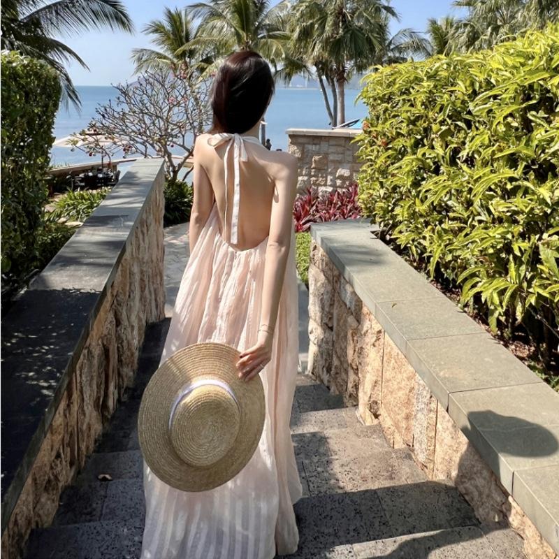 strapless open back dress Ivory Midi Casual Summer Dress with Floral Print– PromGirl main image 0