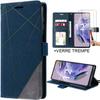 Case for Redmi Note 12 Pro+-Note 12 Pro Plus + 2 Tempered Glasses - Navy Blue Synthetic Leather