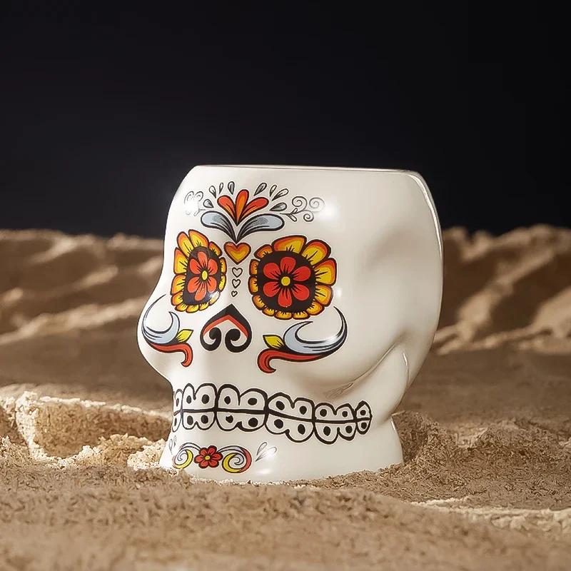 Ceramic Hawaii Tiki Mugs Creative Skull Cocktail Glasses Beer Glass Martini Glasses Beverage Mugs Funny Cup Coffee Cup 390-690ml
