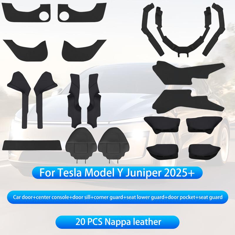 For Tesla Model Y Juniper 2025+ Center Console Two Side Panel Anti Kick Pad Protector Leather Sticker Foot Cover Car Accessories