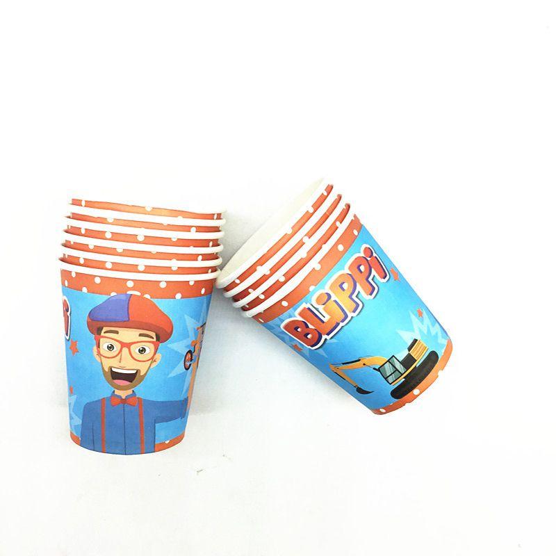 Birthday Party Blippi Supplies Paper Cups Plates Banner Straw Kids Balloon Decor