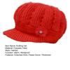 Women Knitting Hat Extended Brim Thickened Plush Winter Hat Solid Color Flower Decor Warm Hat Fashion Accessories