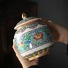 Classical Ceramic Tea Pot Painted Pattern Sealed Storage Tank Home Porcelain Candy Nuts Coffee Beans Storage Bottle Home Decor
