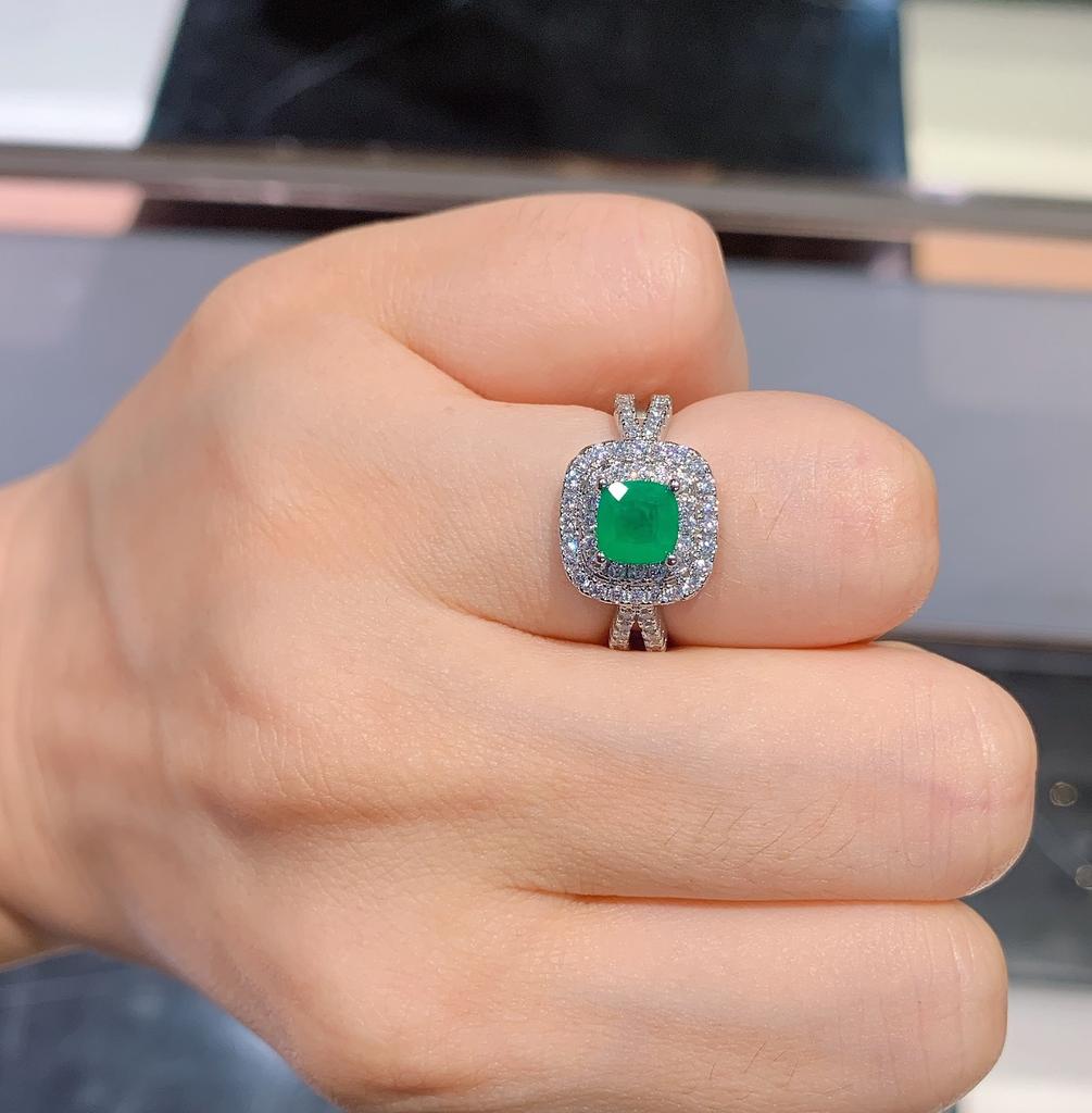 Jewelry Xiaoqing Simulation Color Treasure Emerald Red Treasure Yellow Diamond Pink Diamond Ring