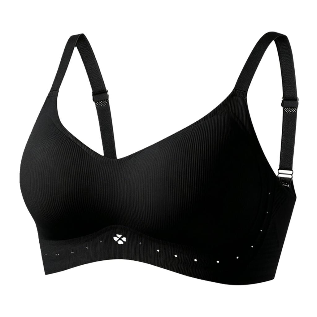 Zeriluna Four-leaf Flower Breathable Ribbed Push-up Bra Comfortable, Body-fitting, Skin-friendly, Soft and Breathable Underwear