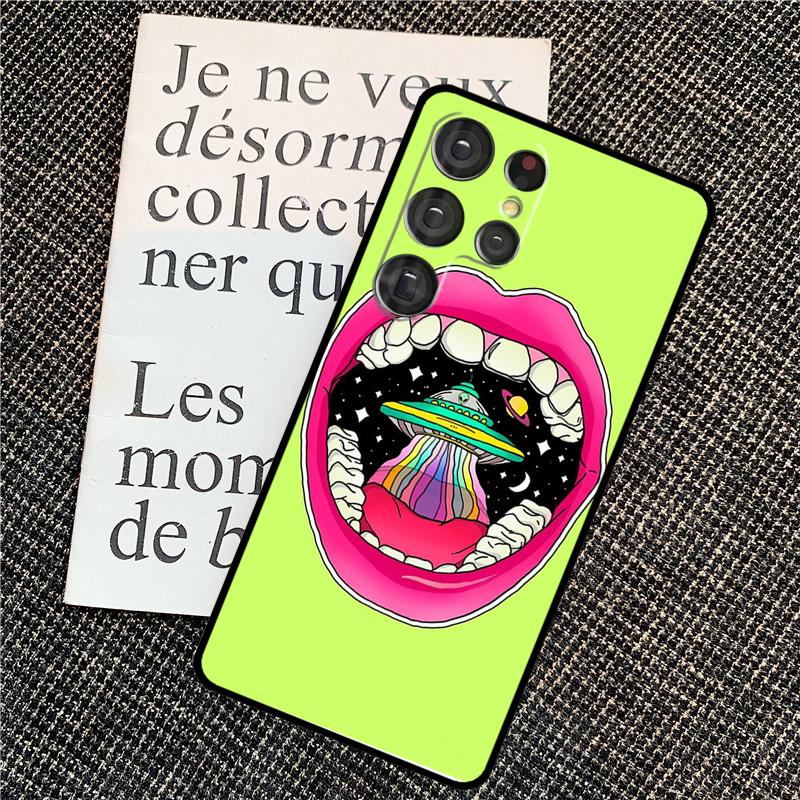 Aesthetics Cartoon Alien Space Case For Samsung Galaxy S25 S24 Ultra S20 S21 S22 S23 Ultra S9 S10 Plus S25 FE Back Cover