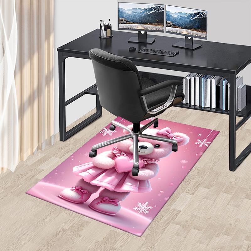 

1pc Pink Teddy Bear with Heart Chair Mat - Anime Cartoon Design, Non-Slip Office Chair Pad, Festive Gift for Home Decor, Suitable for All Seasons.C090 60cm by 90cm