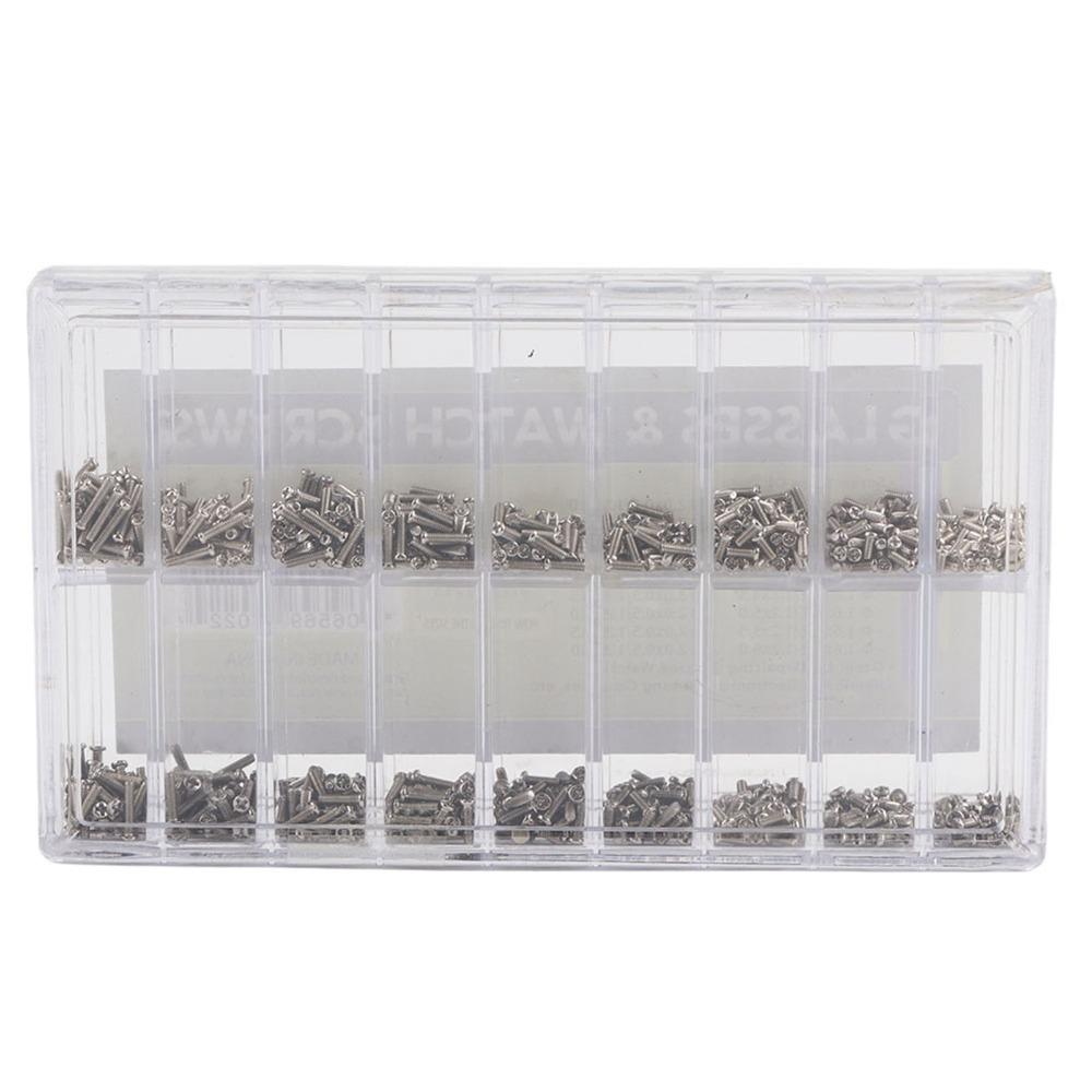 1800pcs/box Stainless Steel Mini Repair Screws Storage Case Watch Repair Kit  Eyeglass Repair