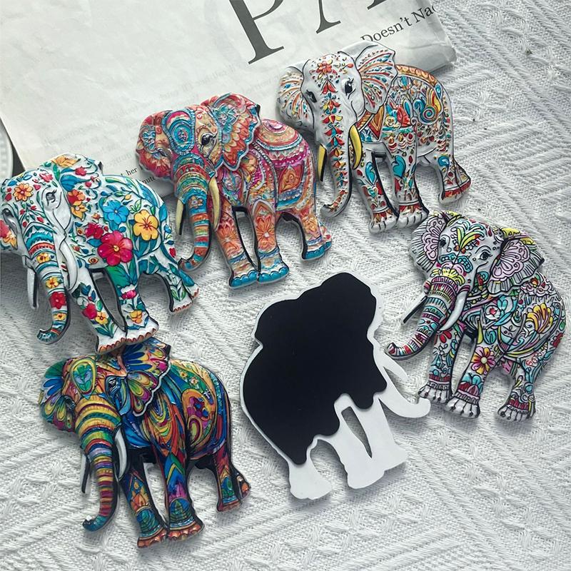 Cute Elephant Bohemian Pattern Resin Relief Magnet Traditional Design Stereo Relief For Refrigerator Travel Souvenir Magnetic