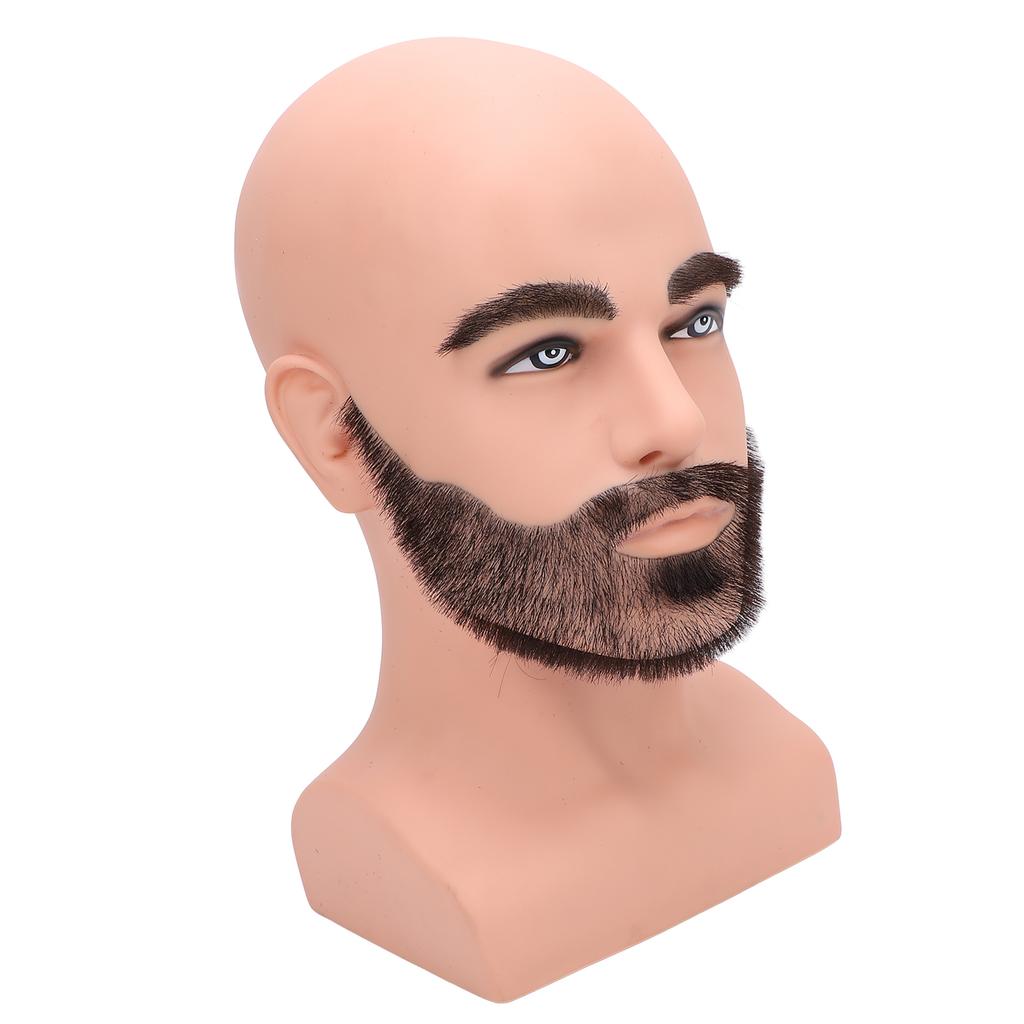 Male Bald Mannequin Head with Full Beard Eyebrows Resin PVC Realistic Barber Practice Bald Head