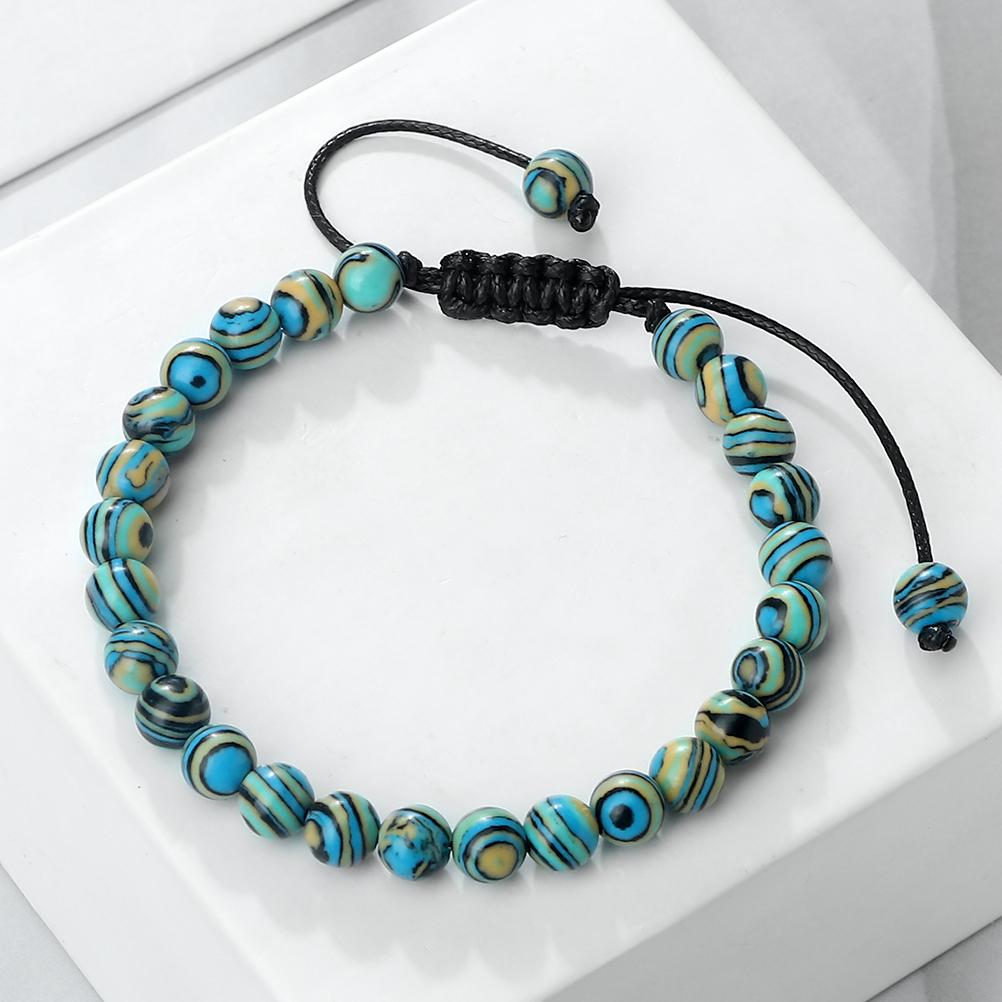 4 6 8mm Malachite Beaded Bracelet Natural Stone Green Blue Braided Bangles Handmade Healing Bracelets Jewelry Gifts for Friends