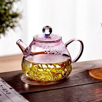 One Person Pink 200ml Small Glass Teapot Tea Utensils Heat-resistant Green Tea Flower Tea Pot Tea Maker Kungfu Tea Set