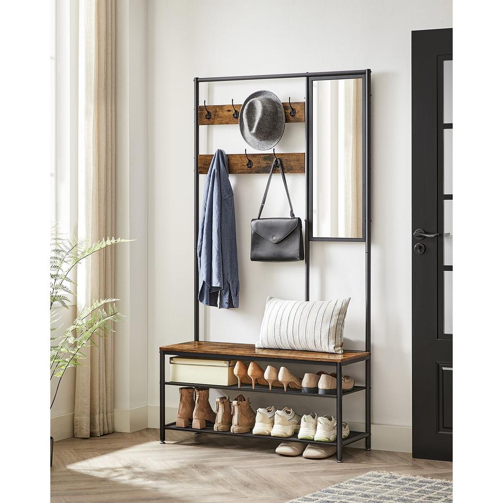 VASAGLE Coat Rack Stand, Industrial, Rustic Brown and Black