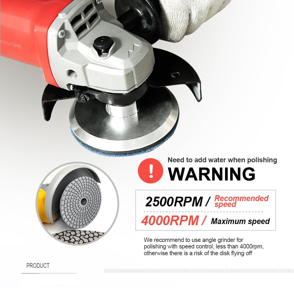 SHDIATOOL 8Pcs 4 Inch Diamond Wet Polishing Pads with White Bond Grit 50 Sanding Pads Grinding Pads for Marble Granite Stone