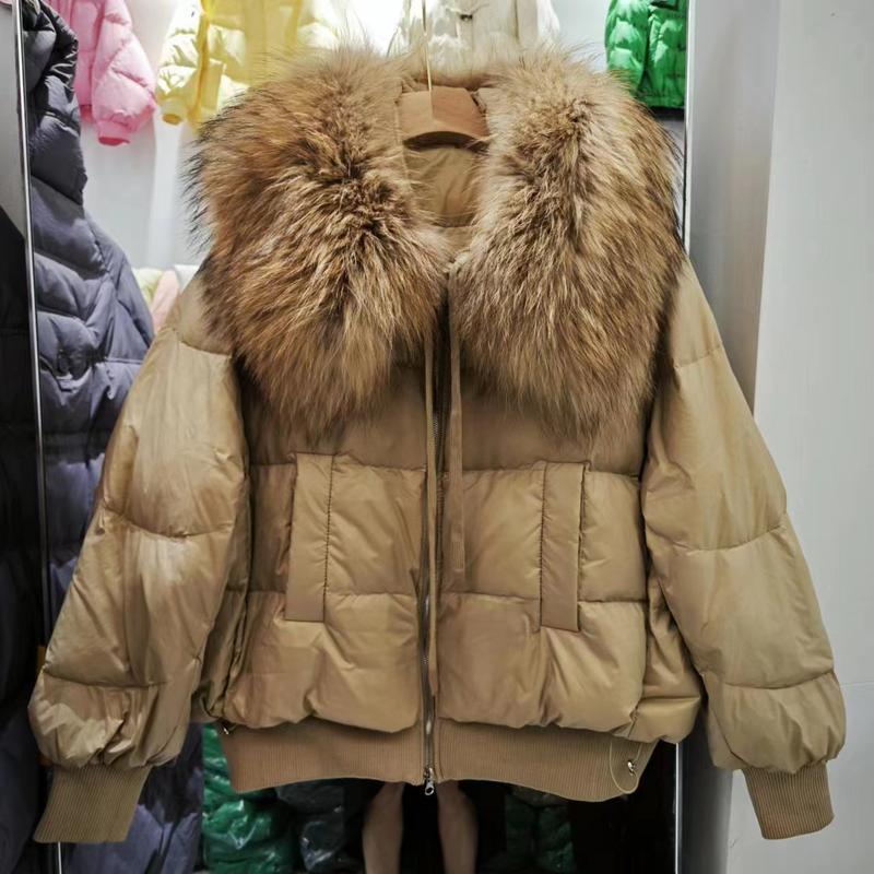 Women's Autumn And Winter High-end Down Jacket Imitation Raccoon Fur Collar Loose Short Jacket