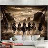 Westerse Cowboy Te Paard Zonsondergang Wandkleed Wanddecoratie Grote Maat 180x280cm Rustieke Avontuurkamer Decoratie