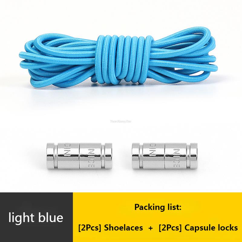 No Tie Shoe Laces Round Capsule Metal lock Elastic Shoelaces For Sneakers easy installation Lazy Shoes Lace Accessories