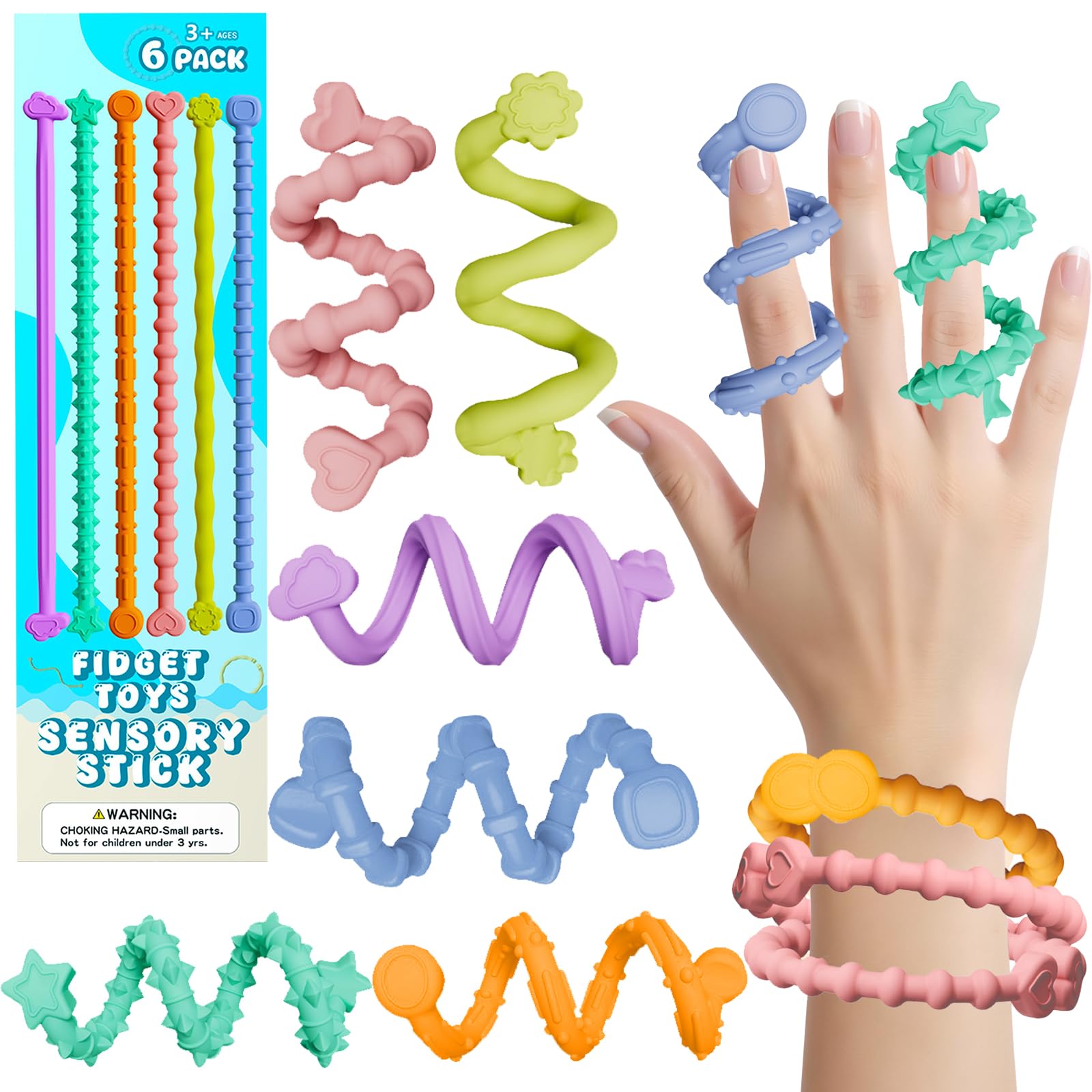 OBEST Sensory Stone Sensory Stimulation Fidget Tactile Stress Relief Autism Sensory Silicone Stick Prevent and Prevent Fatigue and Ideal for Anxiety