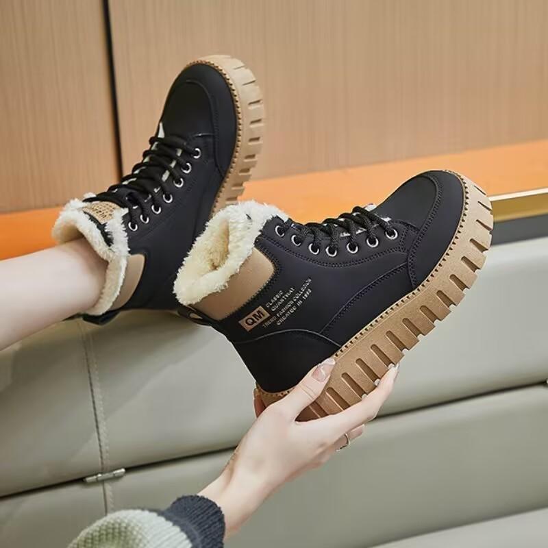

Cotton shoes new winter velvet high-top sports and leisure shoes platform snow boots warm short boots 35 чёрный
