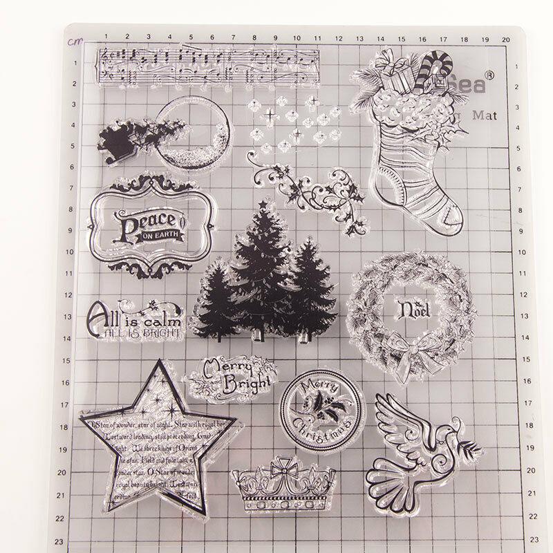 Veselé Vánoce Transparentní silikonová čirá razítka pro těsnění DIY album scrapbooking papírové karty razítko strom girlanda ponožky