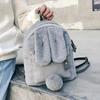 Women Bunny Backpack Plush Mini Fluffy Rabbit Ear Backpack Fuzzy Bunny Satchel Casual Daypack for Girls