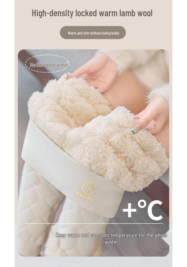 Alpaca Wool High-Waist Thick Warm Pants - 800g One-Piece, Anti-Sag Velvet Layer for Women, Autumn/Winter Outerwear