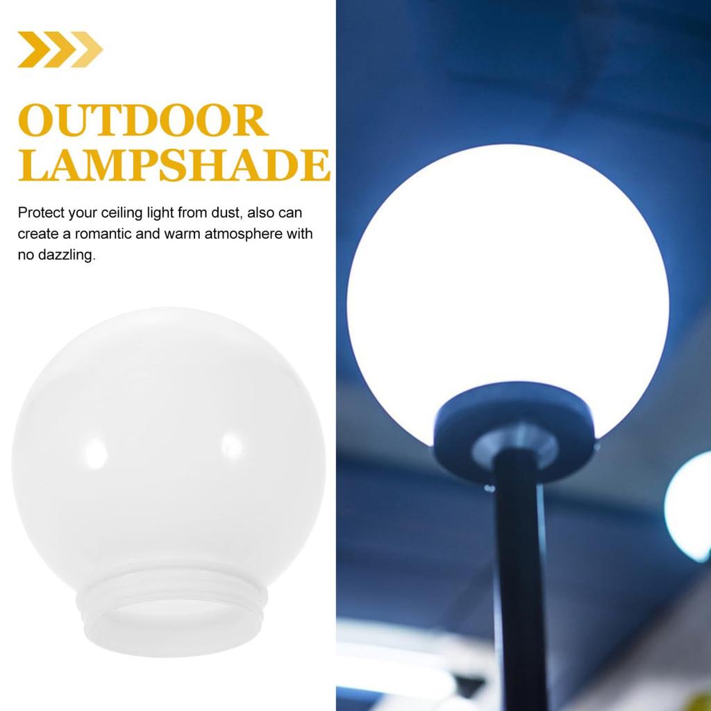 PRETYZOOM Bathroom Lampshade Replacement, Acrylic, 8cm Inner Diameter, Round Lamp Cover, Ball Shape, for Wall-Mounted Lampshades, White, for Outdoor