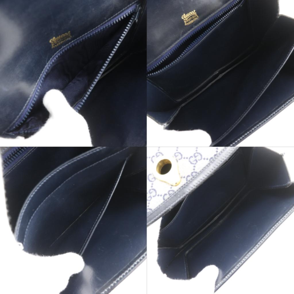 Gucci Old Gucci Shoulder Bag Vintage Navy Blue GG Canvas Women Used