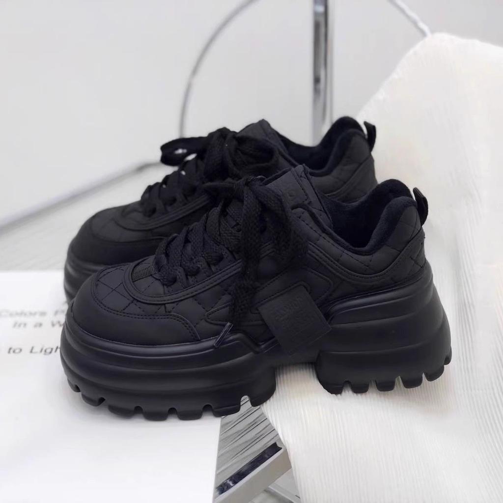 Niche Retro Muffin Dad Shoes Women's 2025 Spring New Heightened Platform Casual White Shoes Versatile Sports Shoes