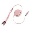 3‑in‑1 USB Charging Cable Multi Retractable Fast Charger Cord for IOS Type C Micro PortPink