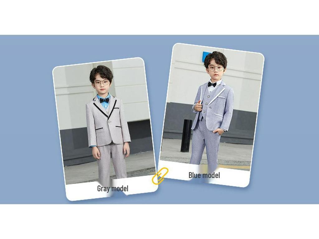 Autumn & Winter Boys' Three-Piece Suit: Handsome Blazer, Light-Colored for Baby's First Birthday/Flower Boy/Performance