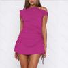 2025 Slim Fit Off-Shoulder Ruched Bodycon Mini Skirt